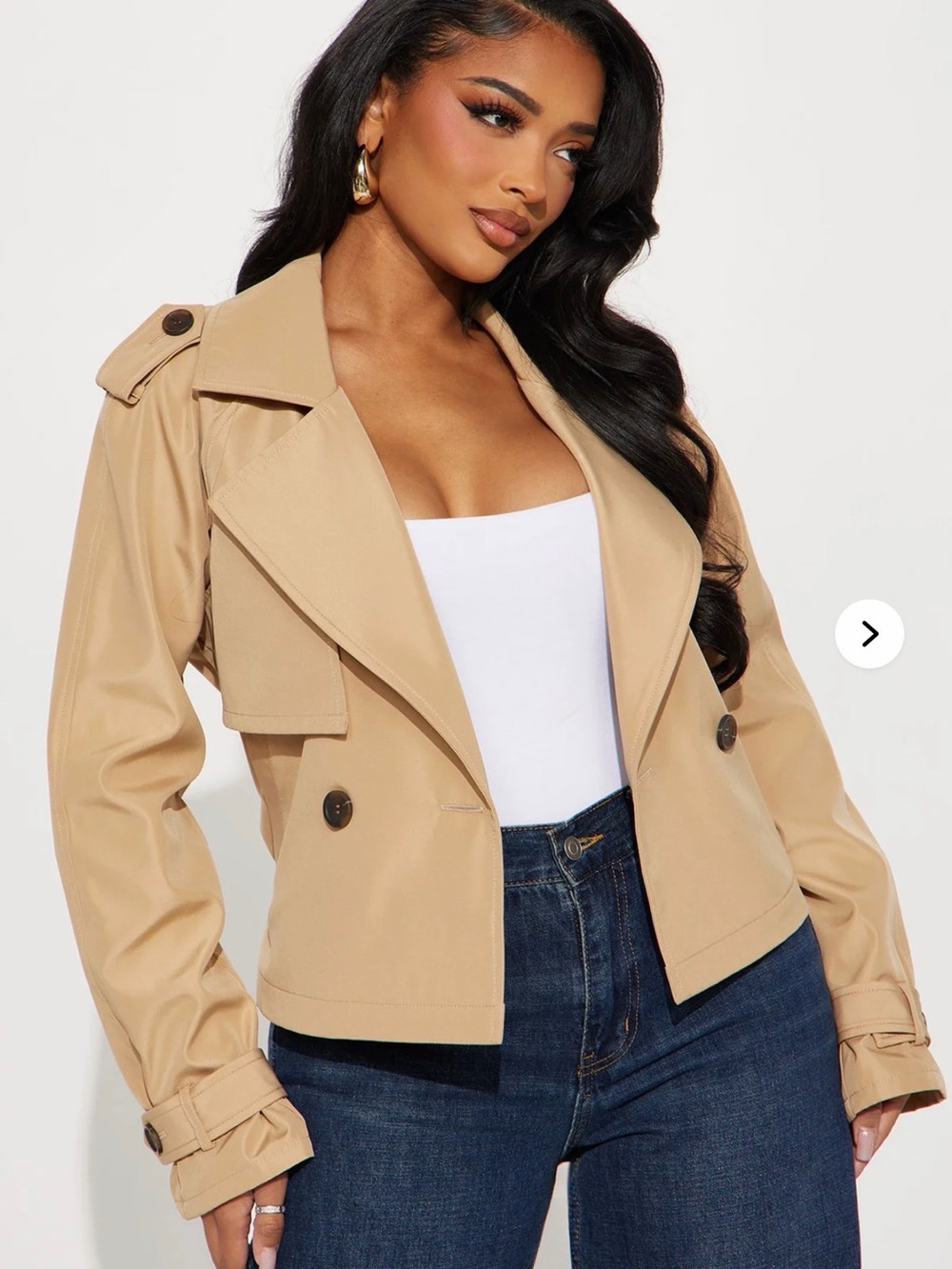Fashion Nova Cropped Beige Trench Coat